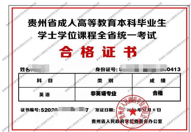 2020年贵州省成人学士学位成绩公布